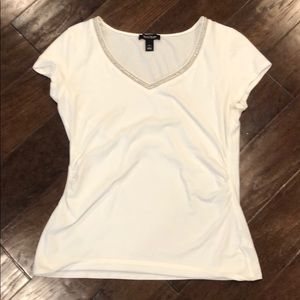 WHBM white V-neck tee Large